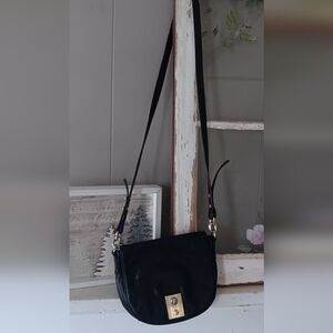 J. Crew Crossbody Classic Boho Black Leather Bag Purse Handbag⚘️